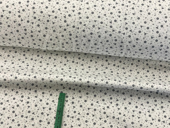 Látka bavlna kvietky šedo-biela - L9410/11/hl