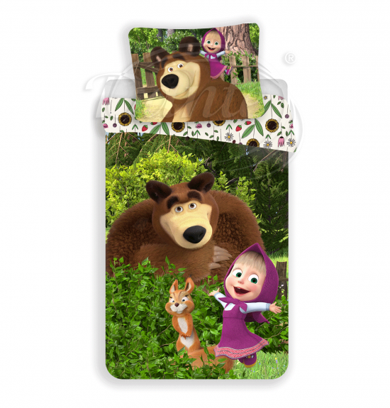 Obliečky Máša a medveď flowers - LS27288hl