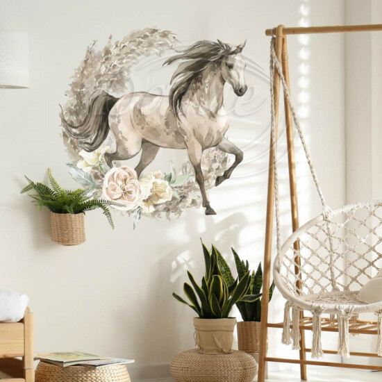Samolepky na stenu - Hnedý kôň v boho štýle - 9273f