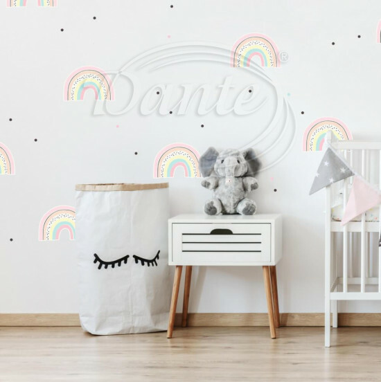 Samolepky na stenu pre dievčatká - Pastelové dúhy s bodkami - 9193f