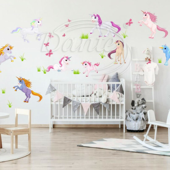 Detské samolepky na stenu - Unicorns - 3617f