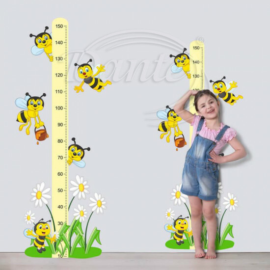 Samolepky do detskej izby - Detský meter so včielkami - 3620f
