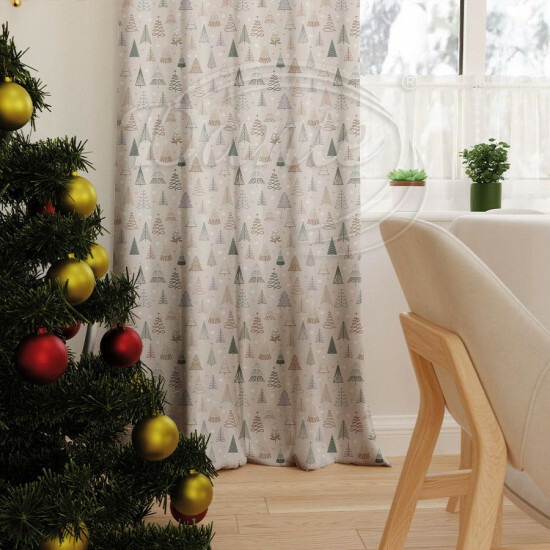 Záves Geometrické stromčeky béžový - DL275b160/hl