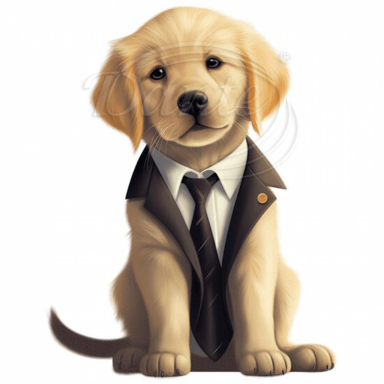 Nažehlovačka Zlatý retriever šteňa s kravatou - NAŽ305/hl