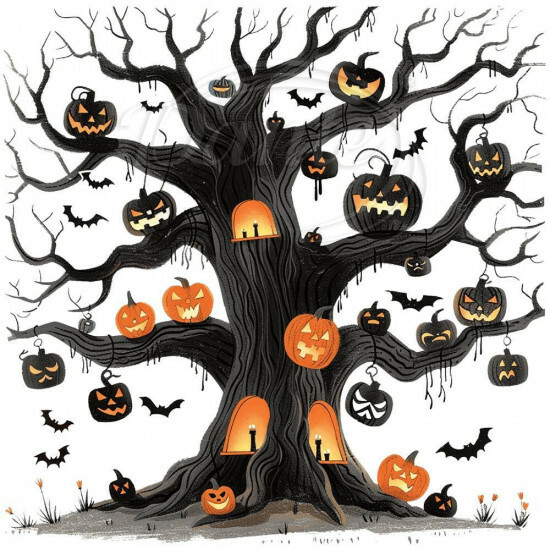 Nažehlovačka Strom s tekvicami Halloween - NAŽ510/hl