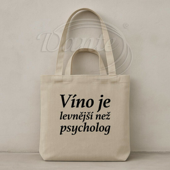 Taška béžová Víno je lacnejšie ako psychológ - TAS2532/hl