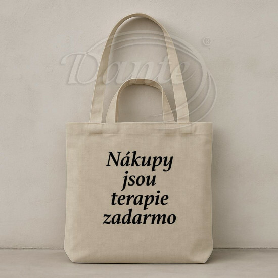 Taška béžová Nákupy sú terapie zadarmo - TAS2523/hl