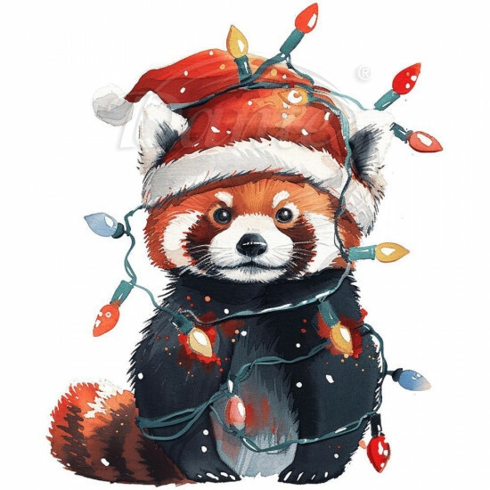 Nažehlovačka Panda červená a vianočné svetielka - NAŽ597/hl