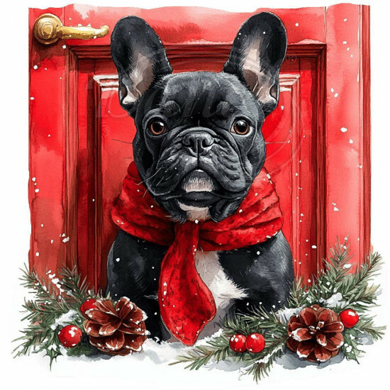 Nažehlovačka Buldoček so šálom vianočný - NAŽ563/hl