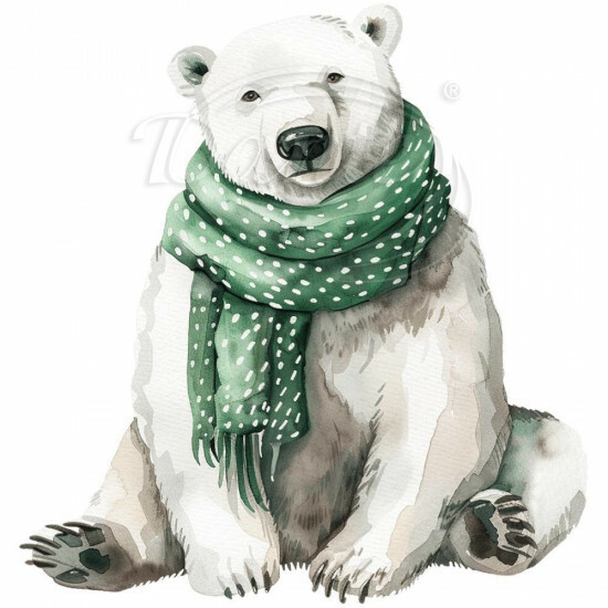 Nažehlovačka Medveď ľadový so šálom zelená - NAŽ591/hl