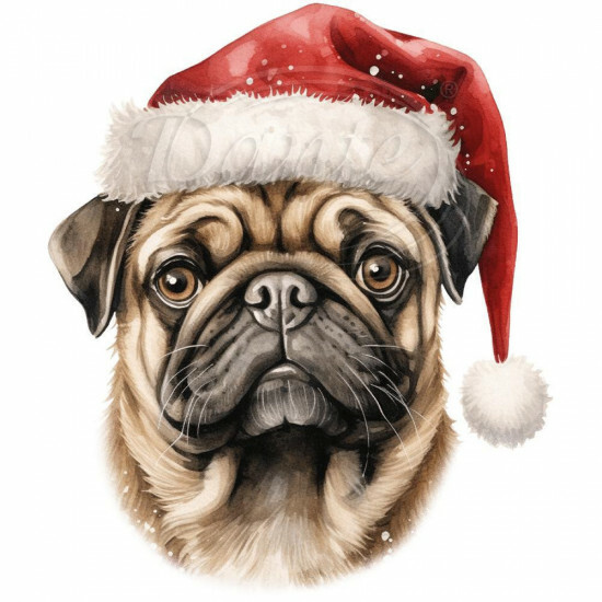 Nažehlovačka Mops s vianočnou čiapkou - NAŽ594/hl