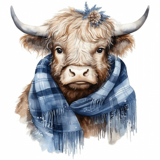 Nažehlovačka Krava so šálom modrá - NAŽ577/hl