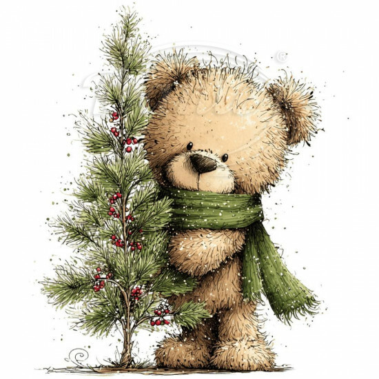 Nažehlovačka Vianočný stromček a medvedík - NAŽ661/hl