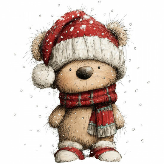 Nažehlovačka Vianočný medvedík so šálom - NAŽ659/hl