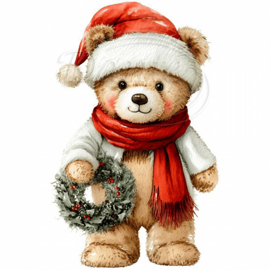 Nažehlovačka Vianočný medvedík s venčekom - NAŽ660/hl