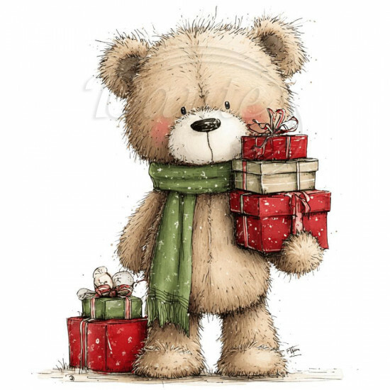 Nažehlovačka Vianočný medvedík a darčeky - NAŽ652/hl