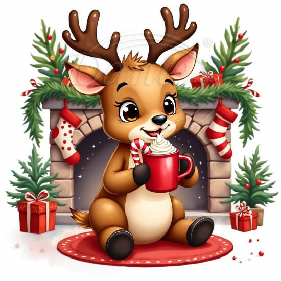 Nažehlovačka Vianočný sobík pri krbe - NAŽ677/hl