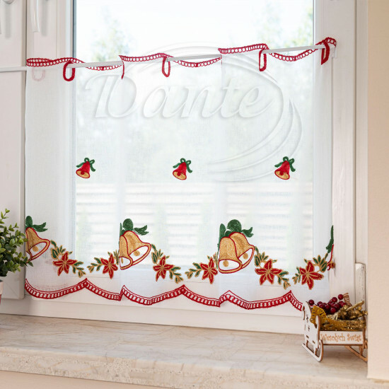 Záclona VIANOČNÉ ZVONČEKY vyšívaná - Z626619/hl
