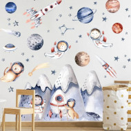 Samolepky na stenu - Malí astronauti a vesmír