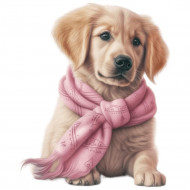 Nažehlovačka Zlatý retriever šteňa ružový šál