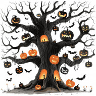 Nažehlovačka Strom s tekvicami Halloween