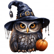 Nažehlovačka Sova Halloween s klobúkom