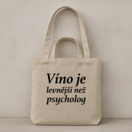 Taška béžová Víno je lacnejšie ako psychológ