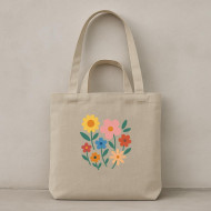 Taška béžová Kvietky veľké Taška béžová Kvietky veľké