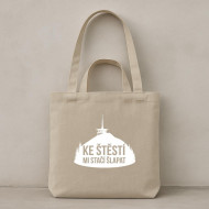 Taška béžová Ku šťastiu mi stačí šliapať II. Taška béžová Ku šťastiu mi stačí šliapať II.