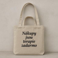 Taška béžová Nákupy sú terapie zadarmo Taška béžová Nákupy sú terapie zadarmo