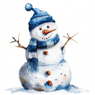 Nažehlovačka Snehuliak so šálom modrý