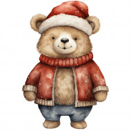 Nažehlovačka Medveď vo vianočnom oblečení