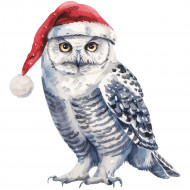 Nažehlovačka Sova pálená s vianočnou čiapkou