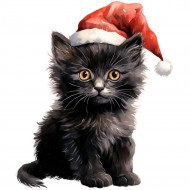 Nažehlovačka Mačka a vianočná čiapka čierna