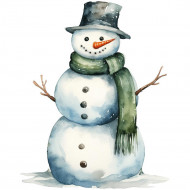 Nažehlovačka Snehuliak so zeleným šálom