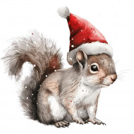 Nažehlovačka Veverička s vianočnou čiapkou