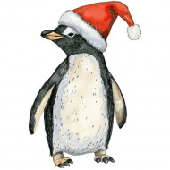 Nažehlovačka Tučniak s vianočnou čiapkou