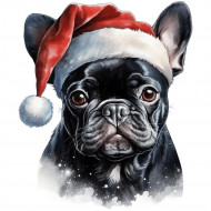 Nažehlovačka Buldoček s vianočnou čiapkou