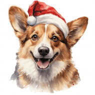 Nažehlovačka Corgi s vianočnou čiapkou