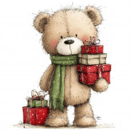 Nažehlovačka Vianočný medvedík a darčeky