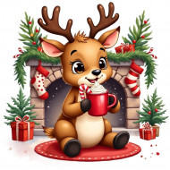 Nažehlovačka Vianočný sobík pri krbe