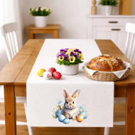 Obrus ​​zajačik medzi kraslicami